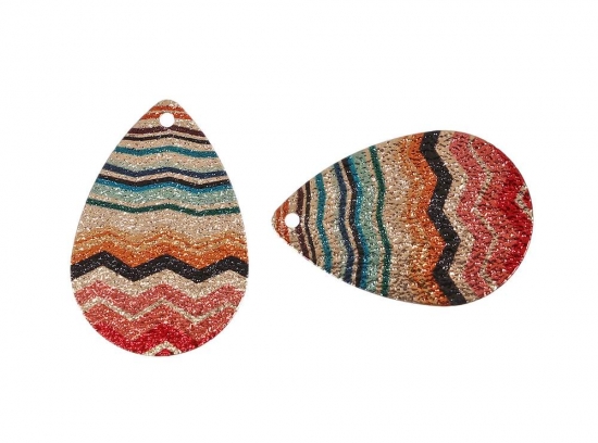 Preview: bunte Tropfen Ohrringe goldfarben rot schwarz